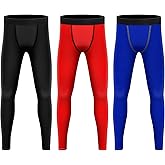 Blcculi 3 Pack Youth Compression Leggings Pants,Boys Compression Pants,Youth Athletic Tights for Basketball,Running,Football(Medium) Multi