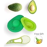 Mazor Store Avocado Saver and Slicer 3 in 1 - Avocados Holder Pitter Set, Green Storage Huggers Container| Remove Pit Safety Knife Tool Keep Fresh | Avo Savers and Holders + FREE GIFT Lemon Spray