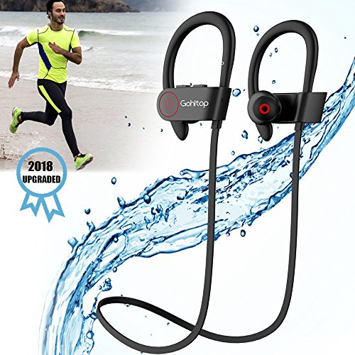 Running Headphones, Best Sports 4.1 Wireless Noise Cancelling Earbuds Sweatproof Waterproof For Gym Workout Exercise with Mic HD Stereo In Ear 8 Hour Battery Headsets for man women