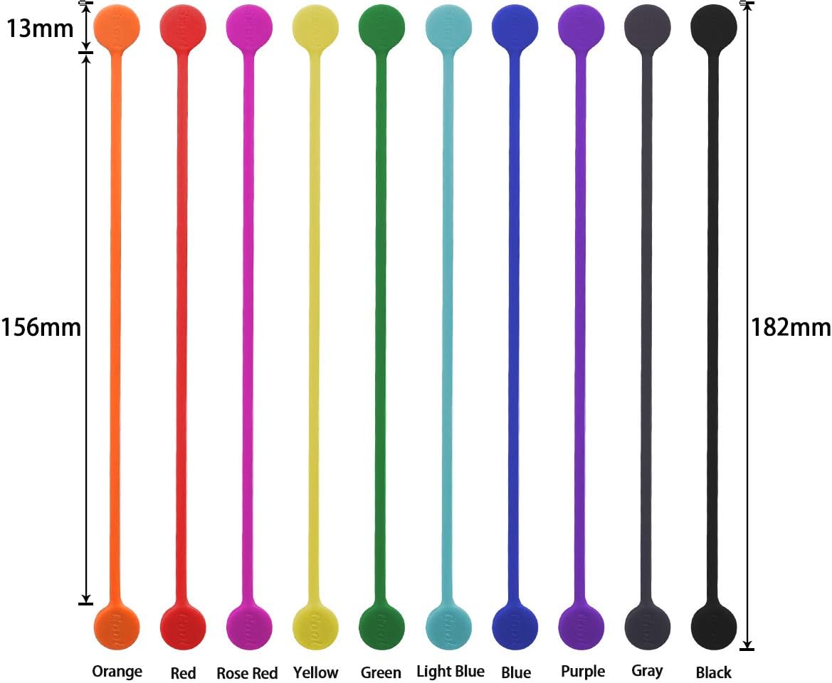 Smart&Cool 7.16'' | Reusable Silicone Strong Magnetic Cable Ties/Magnetic Twist Ties for Bundling and Organizing, Holding Stuff, Book Markers, Fridge Magnets, or Just for Fun (10 Colors-20Pack): Home Improvement