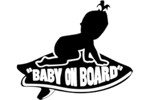 Baby On Board (Surfboard) - Vinyl - 6 Inches (Color: Black) Decal Laptop Tablet Skateboard Car Windows Stickers