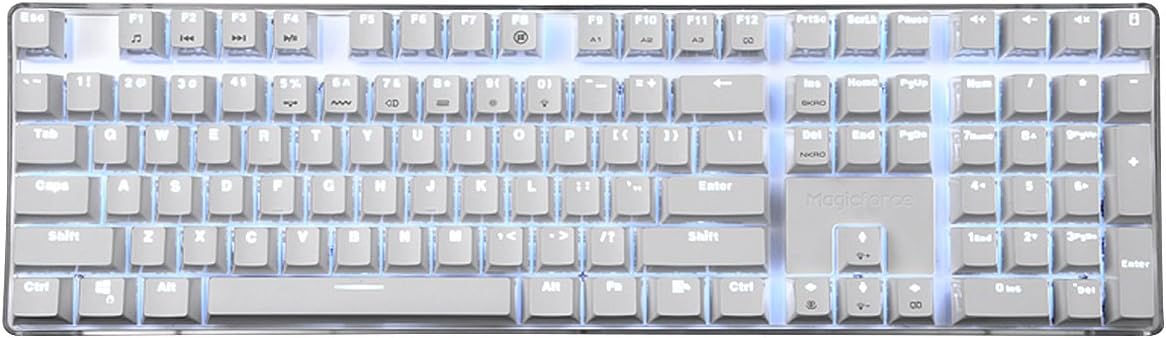 30% Discount Mechanical Keyboard Gaming Keyboard Blue Switch 100% Full Size 108 keys US Layout GATERON switch with Ice Blue Backlight Case White Magicforce by Qisan