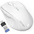 TECKNET Wireless Mouse, 2.4G & USB C to A Adapter Computer Mouse with 6-Level Adjustable 4800 DPI, 30 Months Battery, Ergonomic Grips, 6 Buttons Portable for PC, Chromebook, Mac - White