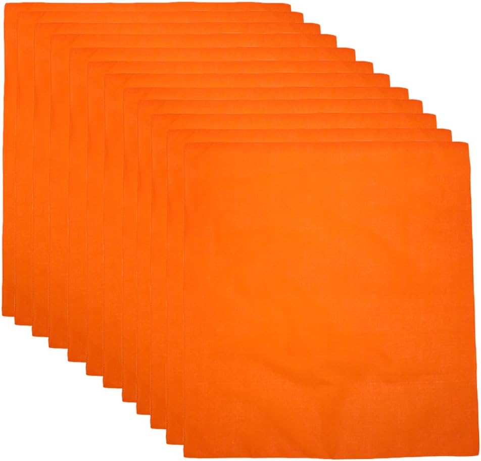 Bandanas by the Dozen (12 units per pack, 100% cotton) [Orange]