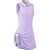 FREEYE Womens Sleeveless Golf Tennis Dresses with Inner Shorts&Pockets for Workout Exercise