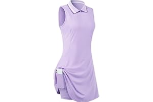 FREEYE Womens Sleeveless Golf Tennis Dresses with Inner Shorts＆Pockets for Workout Exercise