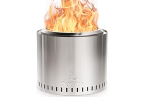 OutVue 19.5 inch Stainless Steel Smokeless Fire Pit, Outdoor Smokeless Firepit, Wood Burning Fire Pits for Camping, Bonfire, Low Smoke Firepit for Outside (Vertical Hole)