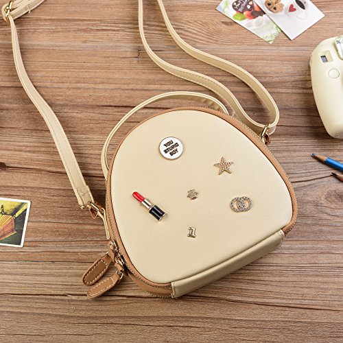 Katia Mini 9 Zipper Universal Camera Case Compatible Fujifilm Instax Mini 8 Film Camera, HP Sprocket Portable Photo Printer/Polaroid Snap Camera Shoulder Strap - Beige