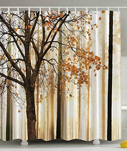 Live Direct Fall Trees Print Polyester Fabric Shower Curtain Water and Mildew Resistant Hooks Included, 72" X 72"