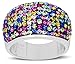 Carly Creations Women's Silver Plated Genuine Swarovski Crystal MultiColored Band Ring Size 7