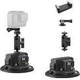 RC SUCKER 4.5" Electric Suction Cup Camera Mount with Ball Head Magic Arm | 1/4" &amp; 3/8"/ Charges Quickly via Type-C Charging, 110LB Max Load, Compatible with Insta360/DJI/GoPro/Phone/DSLR, for Vlogging