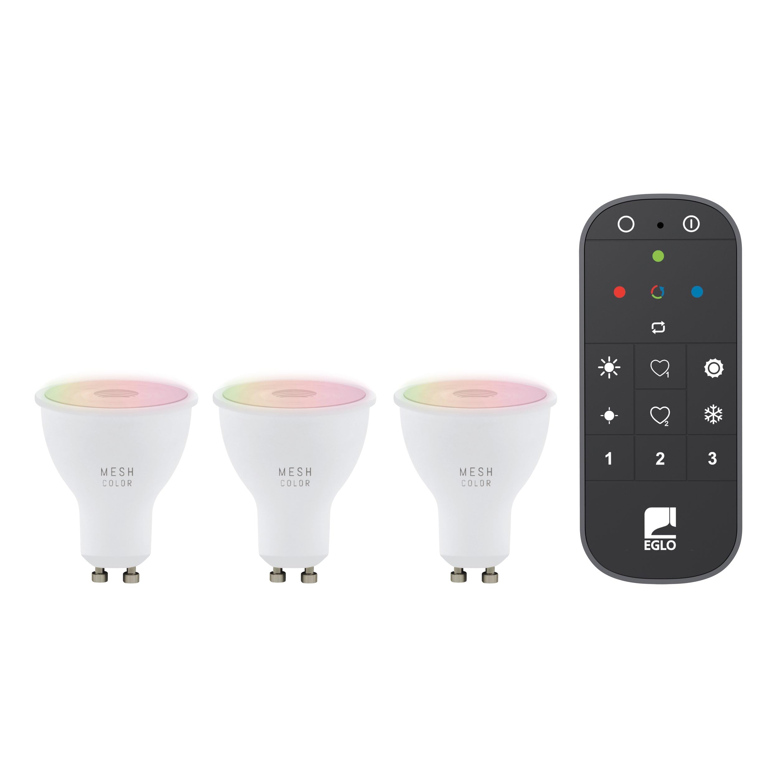 Eglo Connect.z Set of 3 Smart Home LED Light Bulbs GU10, ZigBee, app and Alexa Voice Control, with Remote Control, dimmable, Warm White-Cold White, RGB, 4.5 watts, Opal White Lightbulb — image 1