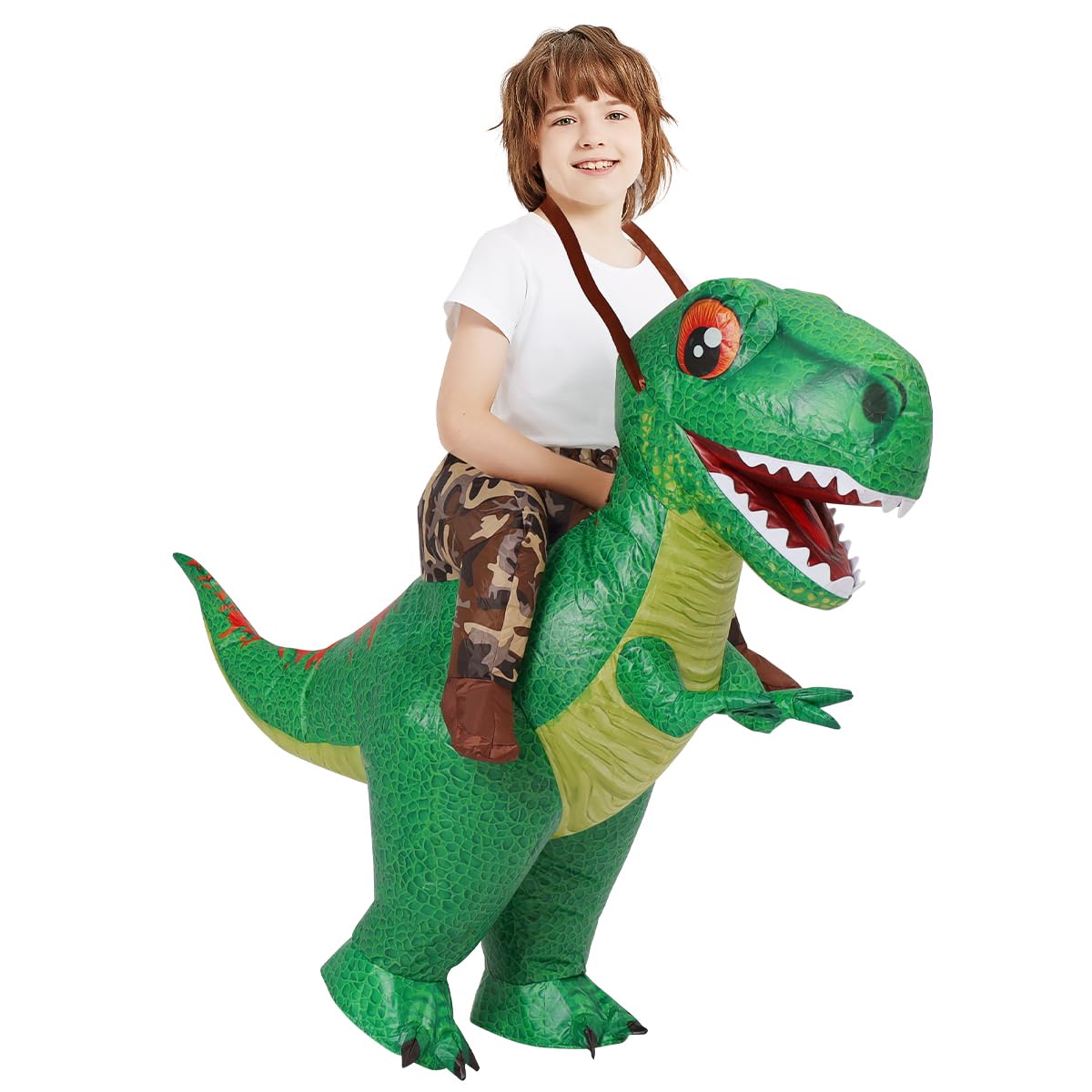 Photo 1 of COMIN Inflatable Dinosaur Costume Kids Blow Up T Rex Dino Costumes Funny Fancy Dress for Halloween Party 36"