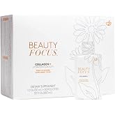 Nu Skin Beauty Focus Collagen + | 30 Pouches | Peach Flavored | Liquid supplement with bioactive peptides, lutein &amp; wheat lipids | Supports skin hydration, elasticity &amp; smooth appearance