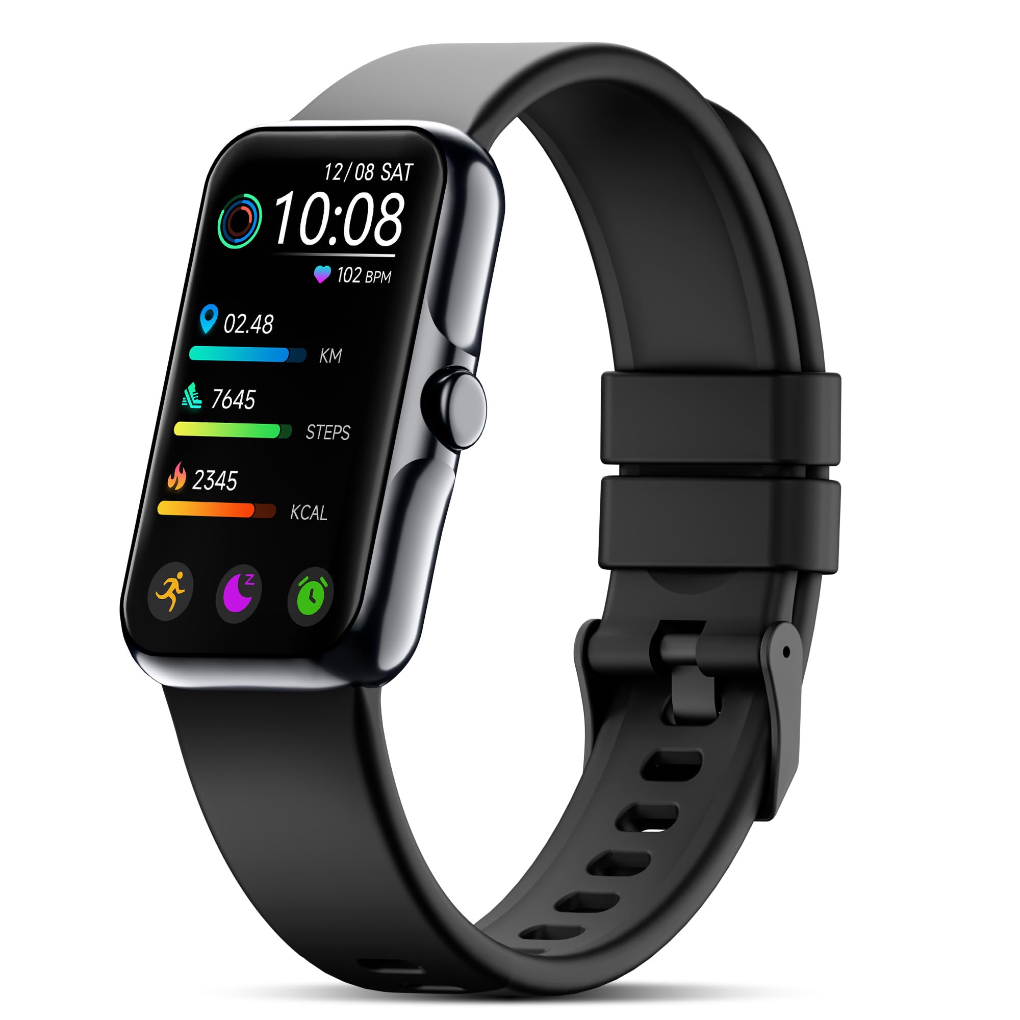 Photo 1 of Health Fitness Tracker, Smart Watch with 24/7 Heart Rate and Blood Oxygen Monitor, Sleep Tracker with IP68 Waterproof, Activity Tracker Pedometer Step Counter for Women Men (Black)