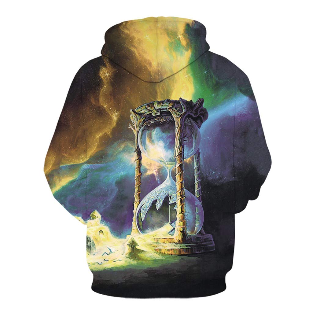 Lazapa Mysterious Hourglass Printed Sweatshirt Men Drawstring Hoodie Long Sleeve Loose Pullover Casual Wild Tops Shirt Match with Black Slacks, Denim Jeans