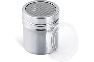 Fine Mesh Powder Sugar Shaker Duster, Powdered Sugar Sifter Stainless Steel Sugar Shaker with Lid, Powder Sugar Container Dis