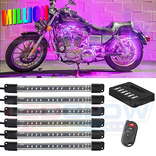 LEDGlow 6pc Million Color Motorcycle LED Light Kit - Universal Fitment - Water Resistant - Wireless Remote
