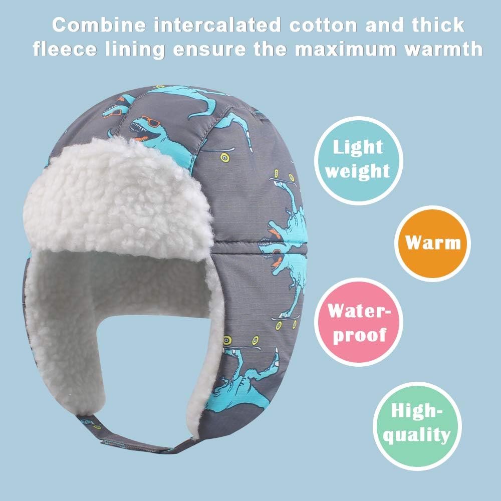 Winter Trapper Hat for Boys Girls Waterproof Warm Baby Toddler Ushanka Fleece Beanie Hats for 6M-6T: Clothing