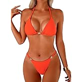 Herseas Thong Bikini Sets for Women - String Micro Bikinis Sexy 2 Piece Swimsuit Halter Triangle Brazilian Bathing Suit