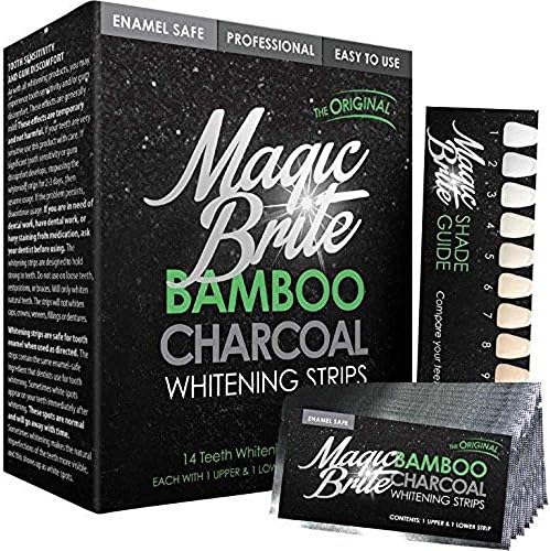 MagicBrite Teeth Whitening Bamboo Activated Charcoal Strips - Naturally White Teeth After Just the First Use! The Charcoal Benefit Without The Mess Of Powder!