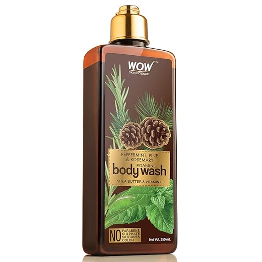 WOW Skin Science Peppermint, Pine & Rosemary Foaming Body Wash - No Parabens, Sulphate, Silicones & Color, 250 ml