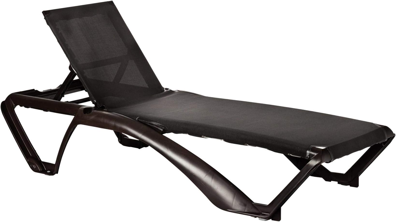 Resol 2x Brown Chocolate Garden Sun Lounger Bed - Adjustable Reclining Outdoor Patio Textoline Canvas Furniture