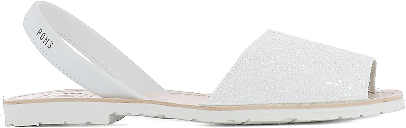 AVARCA PONS Women's 101Glitterblanco White Leather Sandals