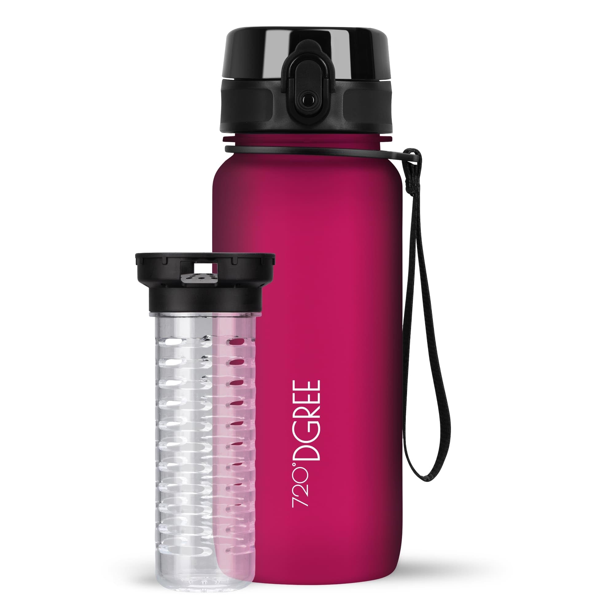 720°DGREE Water Bottle “uberBottle“ - 650 ml softTouch +Fruit-Infuser, BPA-Free Tritan, Leakproof, Reusable Drinking Bottle - Sports Bottle for Gym, Kids, School, Fitness, Running, Travel, Office