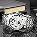 Stainless Steel Band Skeleton Dial Mechanical Wrist Watch for Men (White Dial)