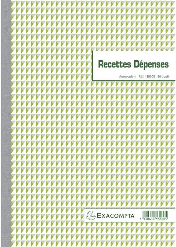 Exacompta - Ref. 13500AE - 1 Manifold RECEIPTS EXPENSES - 50 numbered carbonless sheets in 2 copies (1 original + 1 copy) - A4 format - FSC certified - made in France