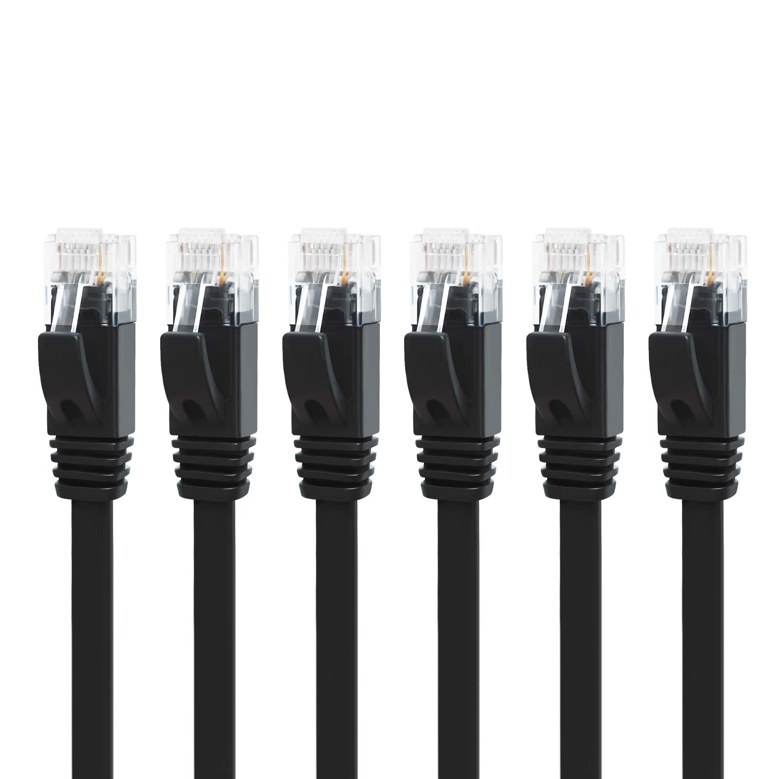 Yauhody CAT6 Ethernet Cable - 1m Black Pack of 6, High Speed Gigabit Internet LAN Patch Cable for TV, Gaming, Router — image 1