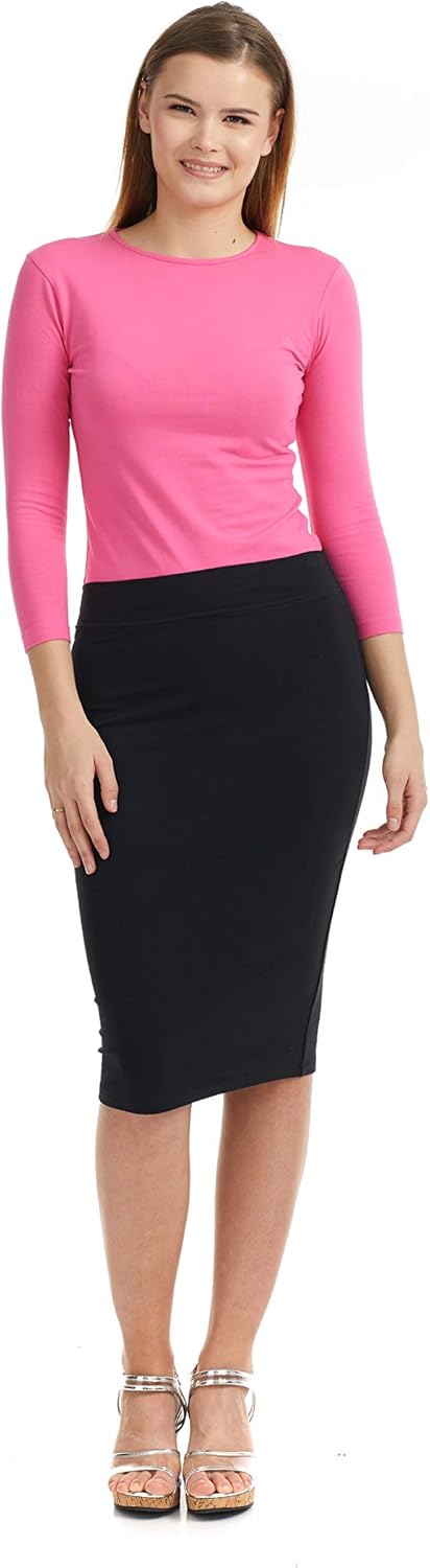 ESTEEZ Women's Cotton Pencil Skirt - Modest Below Knee Length- Opaque - Chicago at  Women’s Clothing store