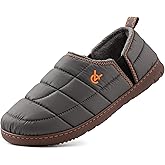 VeraCosy Men's Quilted Slippers with Elastic Gore and Anti Skid Outsole for Outdoor