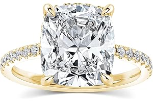 RODIFFY 4CT Cushion Cut Promise Ring for Women, White/Yellow Stone 5A Grade Cubic Zirconia S925 Silver Yellow/White/Rose Golden Engagement Ring