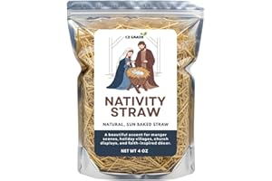 CZ GRAIN Natural Nativity Straw (4 Ounces) – Clean, Dried Decorative Straw for Manger Scenes, Crafts & Displays – Authentic Look for Christmas & Religious and Church Decorations – Made in USA