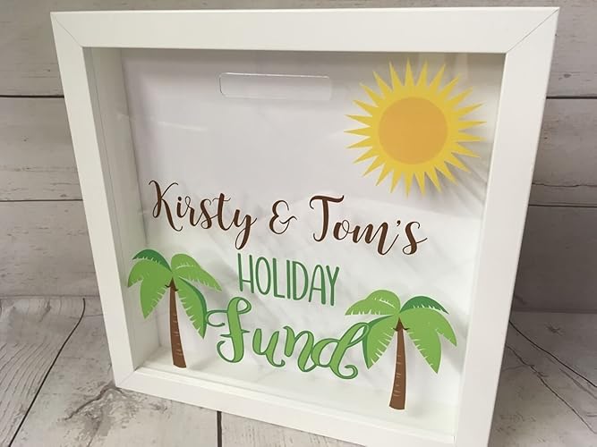 Personalised Holiday Fund Money Box Frame Gift Savings Travel