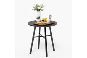 MFSTUDIO Outdoor Bistro Table Round Metal Patio Dining Table Small Side End Adjustable Outdoor Furniture Table,Black