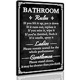 Funny Bathroom Rules Sign Vintage Bathroom Wall Decor Please Flush Toilet Sign for Home Restroom Door Humor Metal Signs 8 x 12 Inch