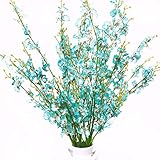MISSWARM 10 Pieces 37.7" Long of Orchid Dancing Lady Butterfly Artificial Flower Artificial Flowers Fake Flower for Wedding Home Office Party Hotel Restaurant Patio or Yard Decoration(Blue)