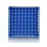 Cryogenic Storage Box - Polycarbonate Freezer Boxes,Blue/81 Place, for Storing 1.5-2.0 mL Cryotubes (Pack of 1)