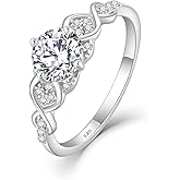 Fahonie Moissanite Promise Rings for Women 1CT D Color VVS1 Clarity, Round Cut 925 Sterling Silver Infinity Wedding Ring Engagement Anniversary Birthday Jewelry Gifts for Her Elegant Gift Packed