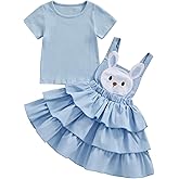 BeQeuewll Toddler Girl 4th of July Outfit Rib Shirt Ruffle Tutu Dress Kids Little Girls 4th of July Clothes18M 2T 3T 4T 5T 6Y