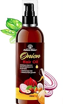 Dolence Clover Onion Oil for Hair Growth; Hair fall & Dandruff Control with Ayurvedic Oils,Black Seed Oil And Bhringraj Oil, Promotes Growing Thick Hair, DHT Blocker Hair oil -Control Hair Fall, No Paraben,No silicone, -200ml