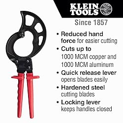 Klein Tools 63750 Ratcheting Cable Cutter, Cuts Up