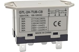 PECAFEITAS G7L-2A-TUB-CB 100-120VAC Power Relay - 30A 277VAC 6 Pins, DPST Normally Open Contacts, Class B Insulation, QuickConnect Terminal, Upper Bracket Mounting