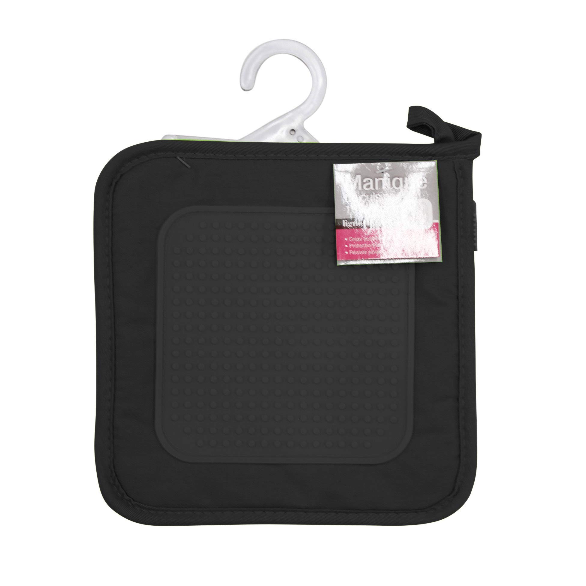 Ligne Decor 19 x 19 cm Polycotton Plus Silicone Cuistot Pot Holder, Noir Black
