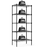 DUMOS 5-Tier Metal Wire Storage Shelves, Adjustable Standing Storage Rack Shelf, Heavy Duty Steel Shelving Unit Organizers for Kitchen Bathroom Pantry Garage, 23.1" W×13.4" D×59.5" H, Black