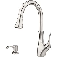 Pfister Rancho Chrome Single Handle Pull-Down Kitchen Faucet with Sprayer (Deck Plate and Soap Dispenser Included