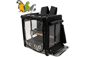 QYINXIU Bird Carrier Bag Birds Travel Cages with Stand, Bird Backpack Carrier with Indestructible Stainless Steel Mesh, Large